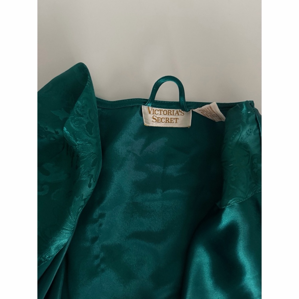 Vintage Victoria's Secret Satin Jacquard Robe - Teal